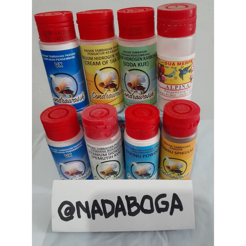 vx, cream of tar tar, soda kue, pemutih kue, baking powder, bumbu spikula, alpina powder - bahan tam
