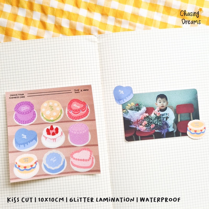 

Favorite birthday Cake Glitter Sticker Sheet | chasingdreams