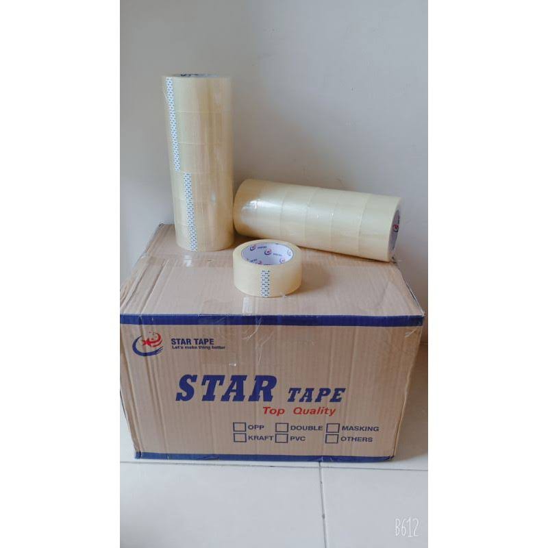 

Solasi Lakban Bening Star Tape 2 Inch 48 mm 90 Yard 82 Meter PER TABUNG