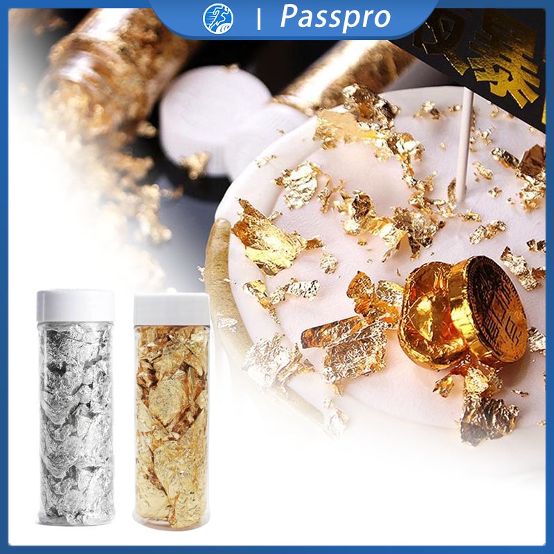 Edible Flakes Gold/Silver Dekorasi Cake 2g Cooking Drink Food Dessert Cake Ice Cream Decoration