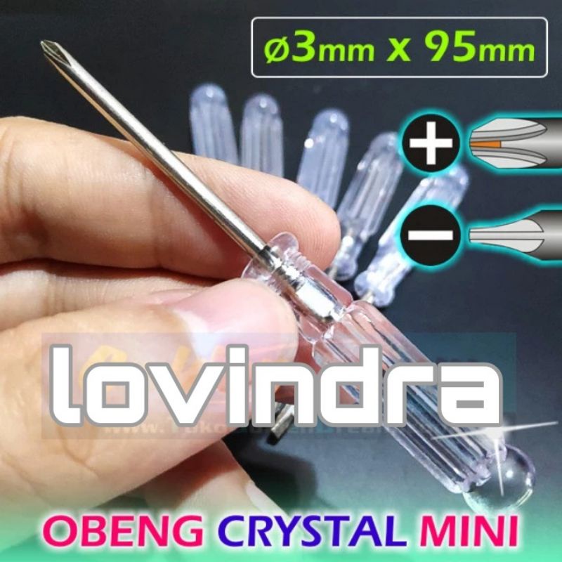 Obeng Crystal Mini merk Philips 3mm x 95mm Plus Minus Kembang 3x95 mm