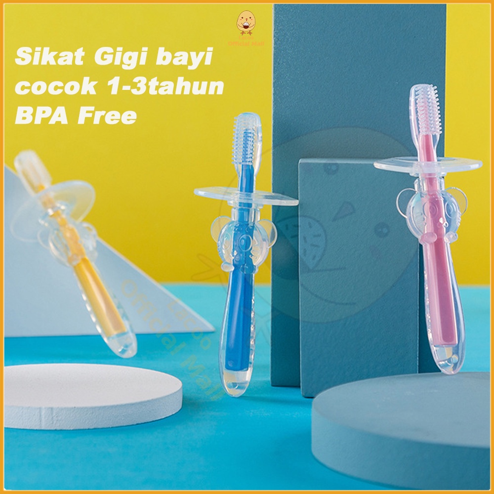 Lacoo Sikat Gigi bayi anak silikon Pembersih Mulut Bayi BPA Free Toothbrush baby 1-3 tahun