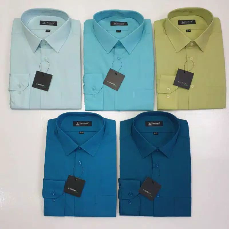 Kemeja ALISAN Polos Jumbo Warna HIJAU Lengan Panjang Reguler