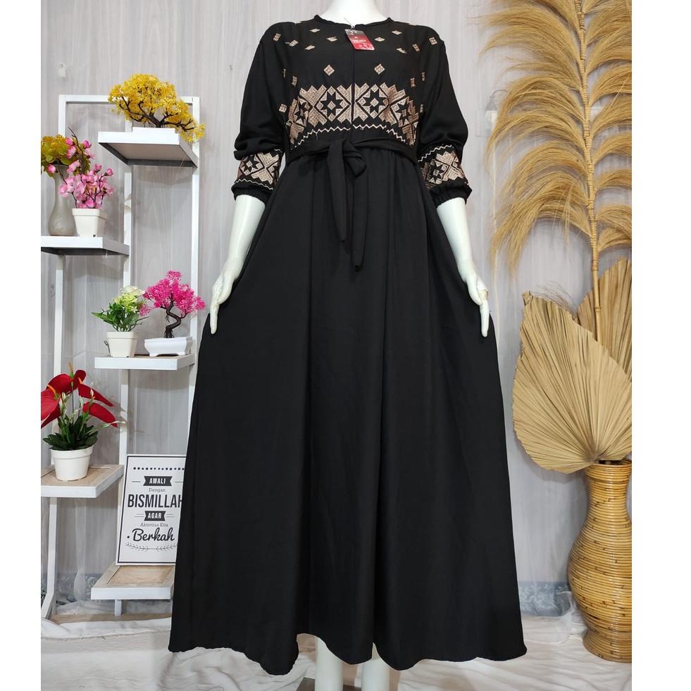 BNN.524367– DZIFA DRESS GAMIS BORDIR PREMIUM REALPICT ITYCREPE KUALITAS TERBAIK