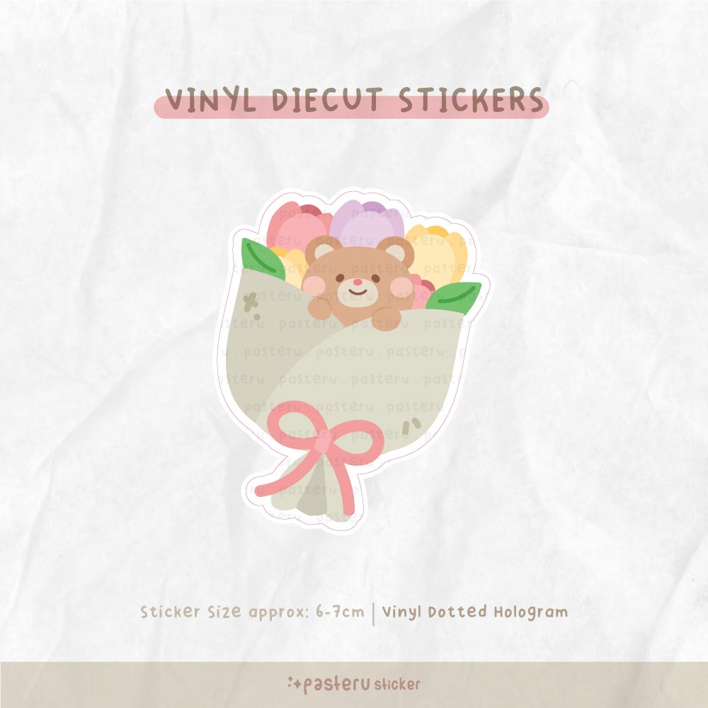 

Flower Bouquet Hologram Vinyl Diecut | Laptop Journal Pasteru Sticker