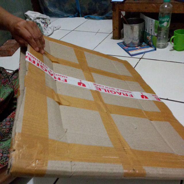 Kaligrafi Alfatihah, Ayat Kursi & Asmaul Husna Kitab Kulit Kambing L 70x50 Cm - Bingkai Hitam