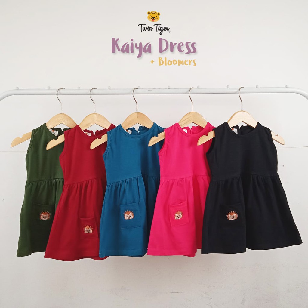 NEW EDITION Twin Tiger Dress Kantong / Pocket Dengan Bordir Dress Anak Perempuan Kaiya ROK ANAK 6 bln - 3 Tahun