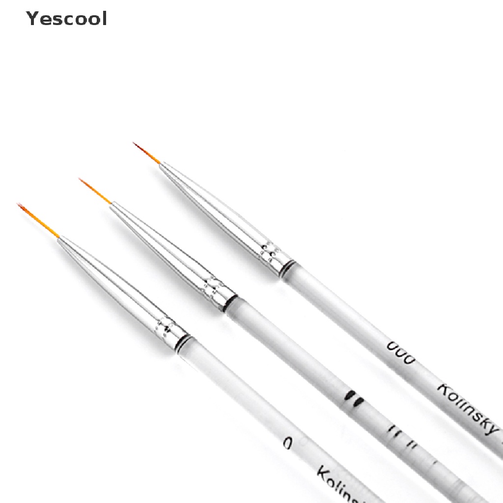 Yescool 3pcsset Brush Pen Dotting Untuk Gambar Hiasan Nail Art Diy