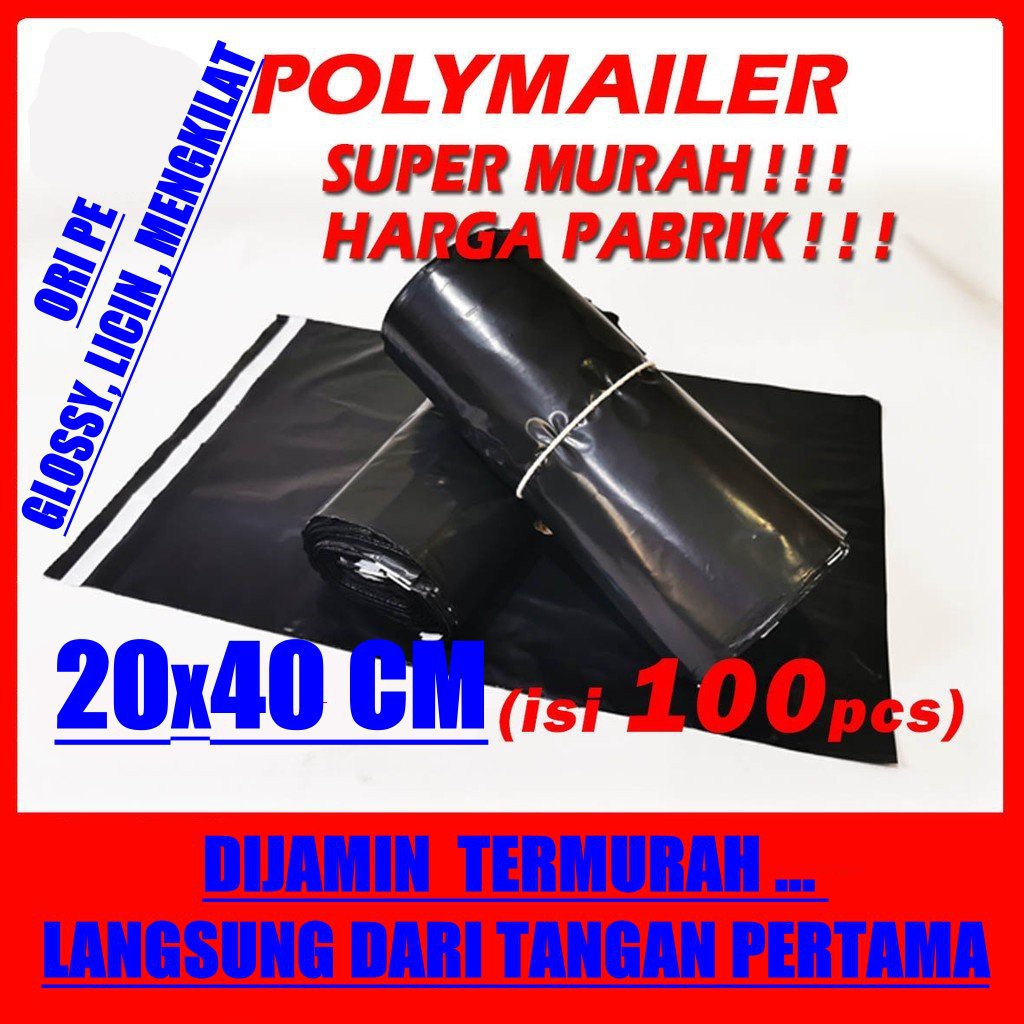 

PLASTIK PACKING POLYMAILER PE 20X40 CM BUNGKUS BARANG OLSHOP ONLINE SHOP KANTONG PLASTIK HITAM