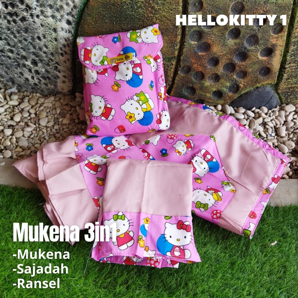 Mukena Anak 3 IN 1 Ada Sajadah Dan Ransel Usia 3 4 5 6 7 8 Tahun Bahan Katun Clodia Motif Kartun-6
