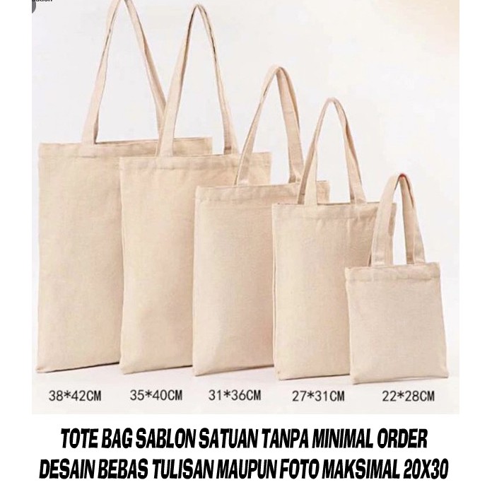 Tas Totebag | Goodie bag Blacu Resleting Premium Variasi Ukuran Polos dan Sablon Desain Bebas