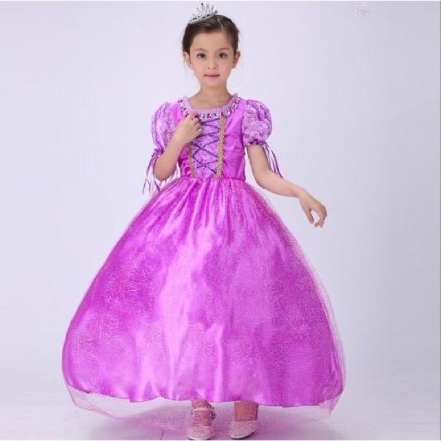 Dress anak import princess rapunzel cosplay costume