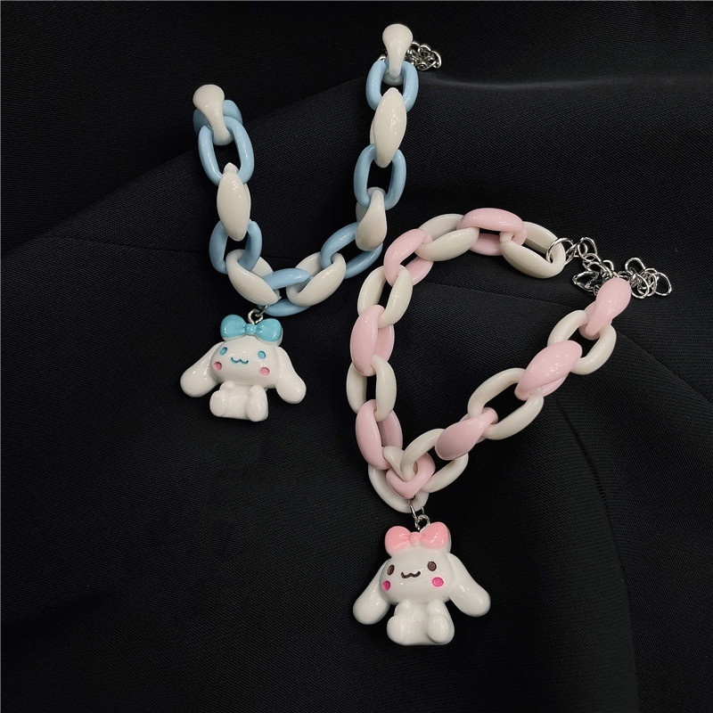 Gelang Liontin Kartun Anjing Cinnamon Telinga Besar Gaya Jepang Untuk Wanita