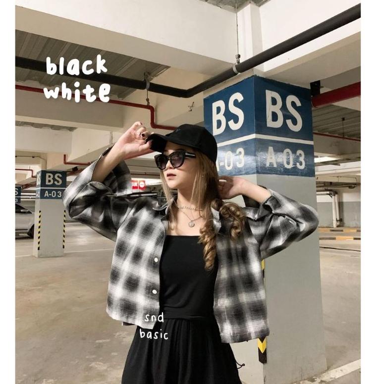 KOK.02Jl22ᴳ– KEMEJA CROP TARTAN | KEMEJA WANITA KOTAK OVERSIZE / OVERSIZE FLANEL TARTAN / CROP TARTA