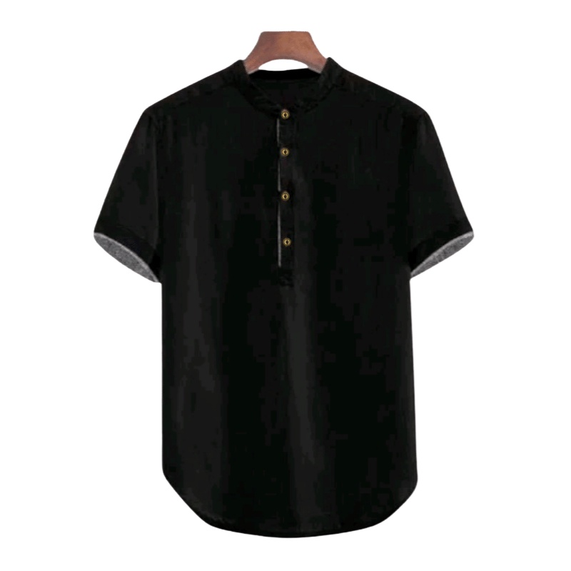 Baju Koko Kurta Dewasa Lengan Pendek Material Catton Adem Serap Keringat-Hitam CSL