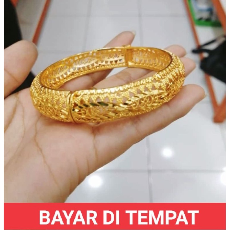 GELANG TANGAN WANITA BANGKOK BESAR LAPIS EMAS 24 K MOTIF DAN BENTUK NYA PILIHAN MEWAH ELEGAN