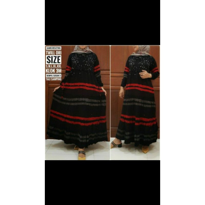 *BEST SELLER* Size XL, XXL Gamis Twill Rempel Susun 3,ORI PEKALONGAN