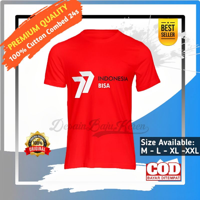 Kaos T-shirt Baju 77th HUT RI INDONESIA Distro Pria Wanita Kaos Distro HUT RI KE-77 TH Indonesia Bis