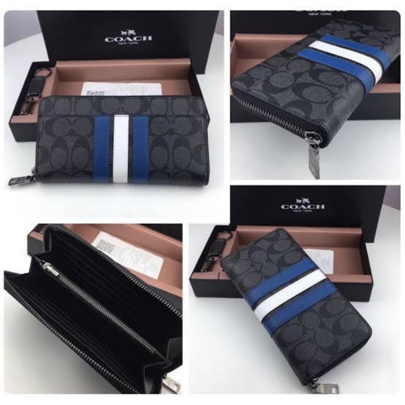 Coach Varsity Blue White Stripes Wallet