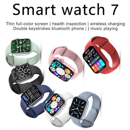 TERBARU Jam tangan pintar series 7 Smart Watch 1.70HD wallpaper custom Heart Rate blood pressure monitor Wireless charge Spin button Sport Smart.