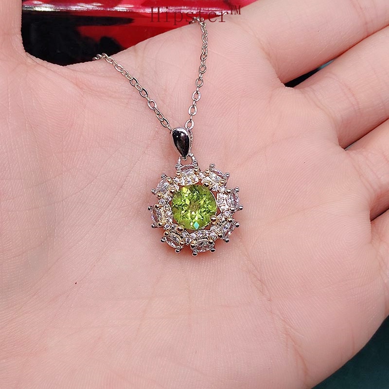 Set of 2 Karat Natural Olivine Open Ring Necklace Pendant