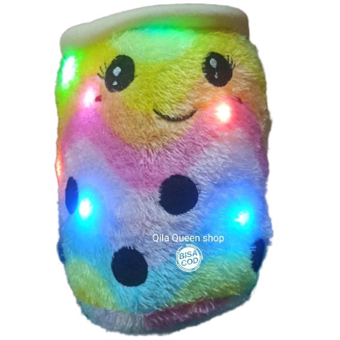 boneka BOBA PELANGI L GRATIS LAMPU LED nyala bisa COD, BOBA GENTONG, MILK TEA, TERMURAH,VIRAL