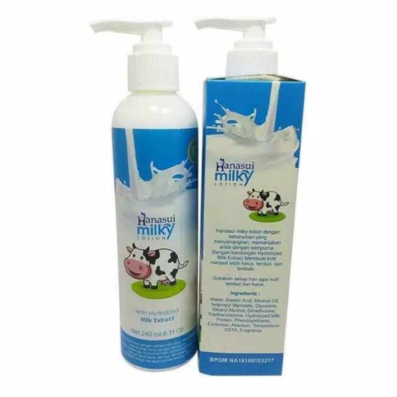 BPOM Hanasui Milky Lotion 240 Ml Pemutih Kulit Whitening Original Body Lotion