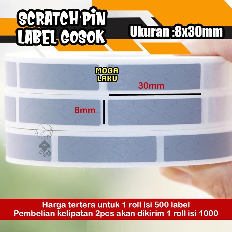 

8x30 Scratch off PIN label gosok pin penutup pin voucher sticker gosok 8x30