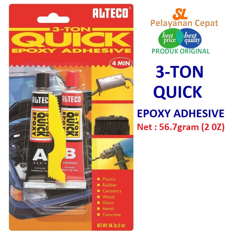 Lem Besi Alteco Quick Epoxy 3 Ton 4 Menit Kering Menempel Kuat Extra Strong Tahan Air Tahan Panas