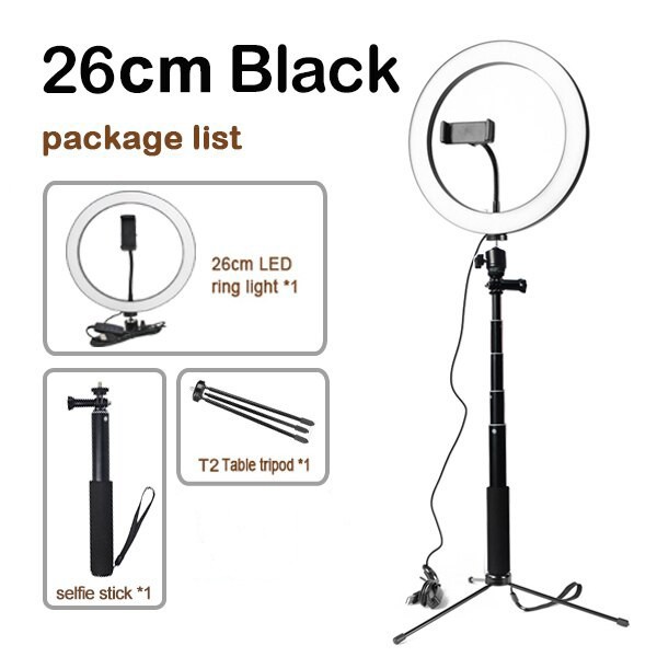 HPS  Grab Medan Lampu Halo Ring Light LED Selfie 120 LED 10 Inch + Smartphone Holder + Mini Tripod Z