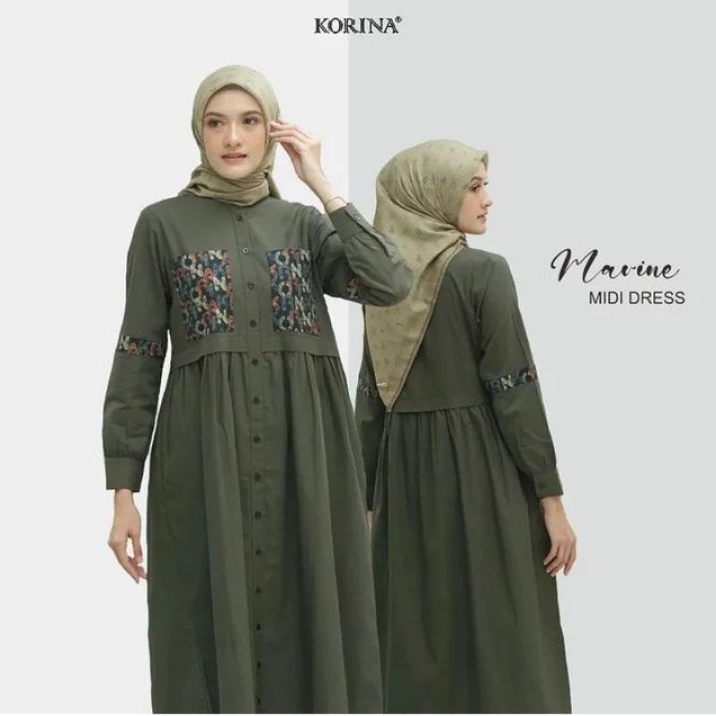 (Cod) Korina Marine midi dress | dress Korina | gamis Korina | baju Korina | dress midi | Korina pro