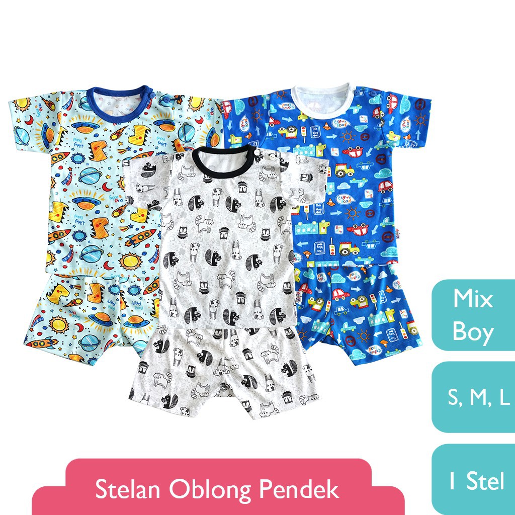 Libby Setelan Oblong Pendek Celana Pendek Motif Mix Boy