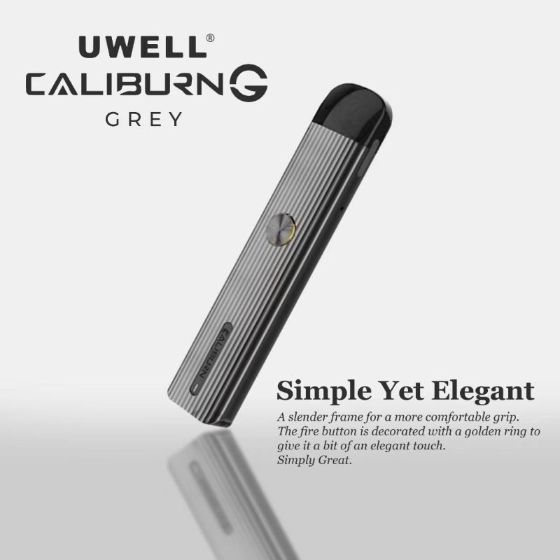 UWELL CALIBURN G POD KIT Uwell Caliburn G System Vape Kit Caliburn G Occ Coils 0.8ohm With Caliburn G Pod Cartridge 2ML-GRAY