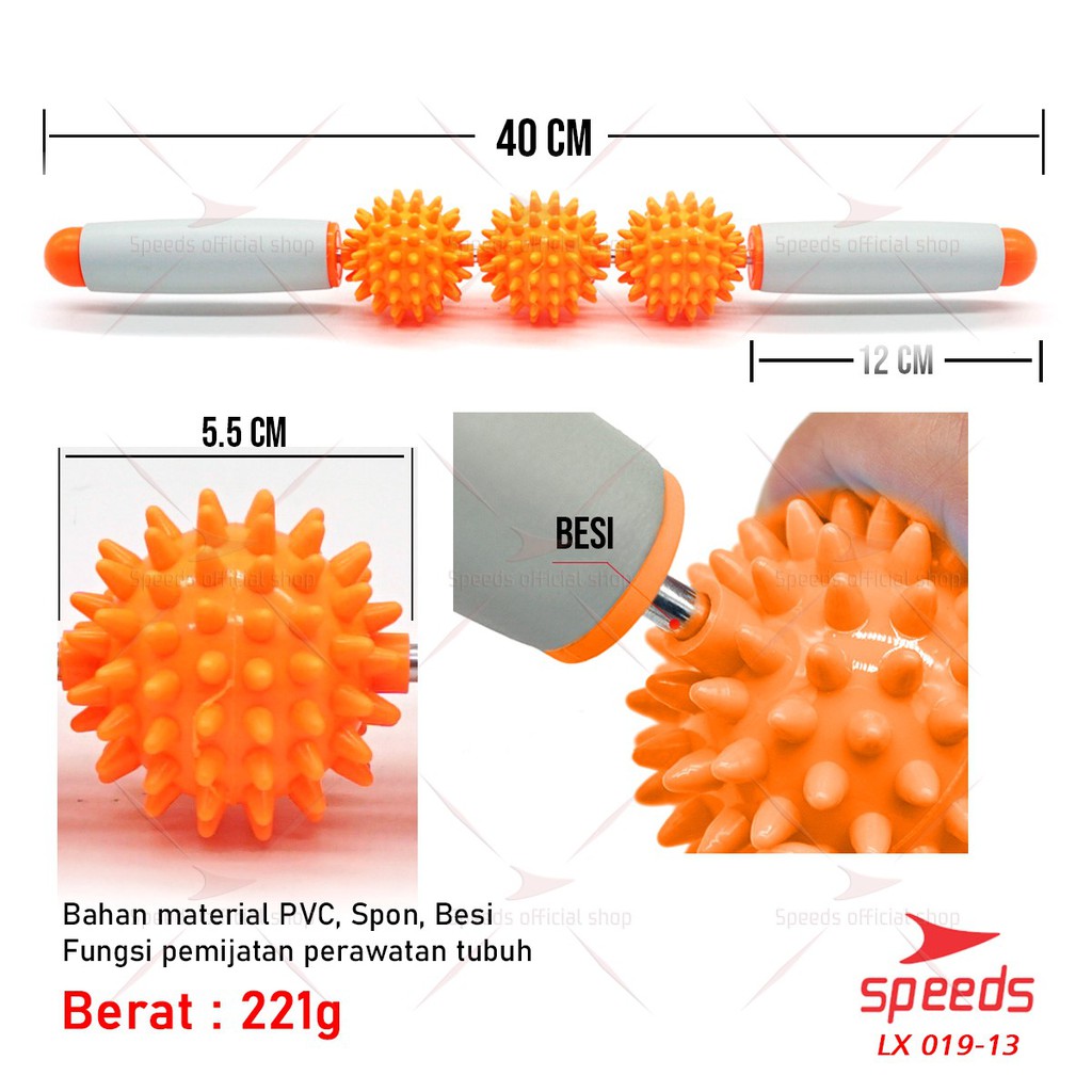 SPEEDS Massage Ball Alat Pijat Tongkat Pijat Roller Tongkat Duri Bola Duri Yoga dan Fitness 019-13