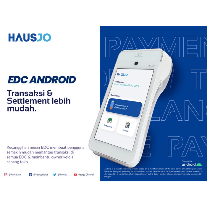 ANDROID EDC DENGAN APLIKASI KASIR PAX A920 4G THERMAL PRINTER