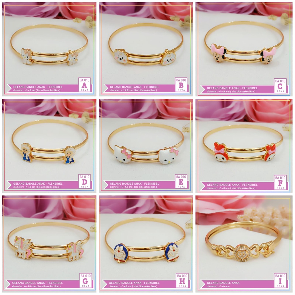 Gelang xuping Gelang anak bangle Miceky Mouse Pink perhiasan lapis emas gold BA 010