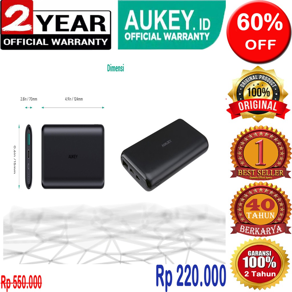 Aukey PB-NX10 - Powerbank 10000 mAh Ai Power - ORIGINAL