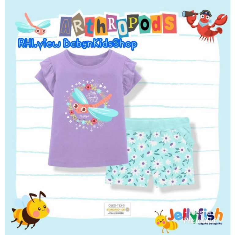 Setelan Kaos Pendek Arthropods Series Jellyfish / Baju Setelan Anak Jellyfish - Baju Set Jelly Fish 