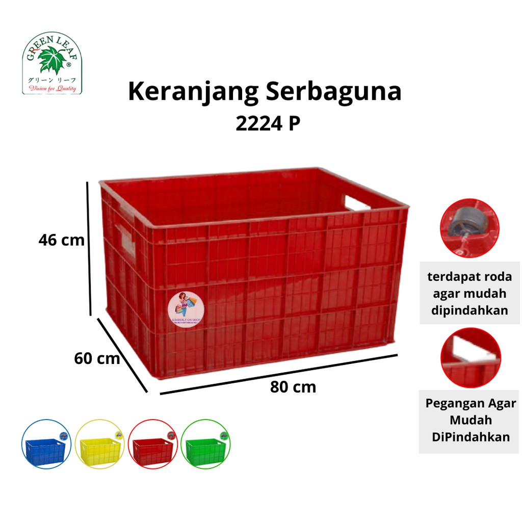 Container Keranjang Industri Roda 2224 P Green Leaf