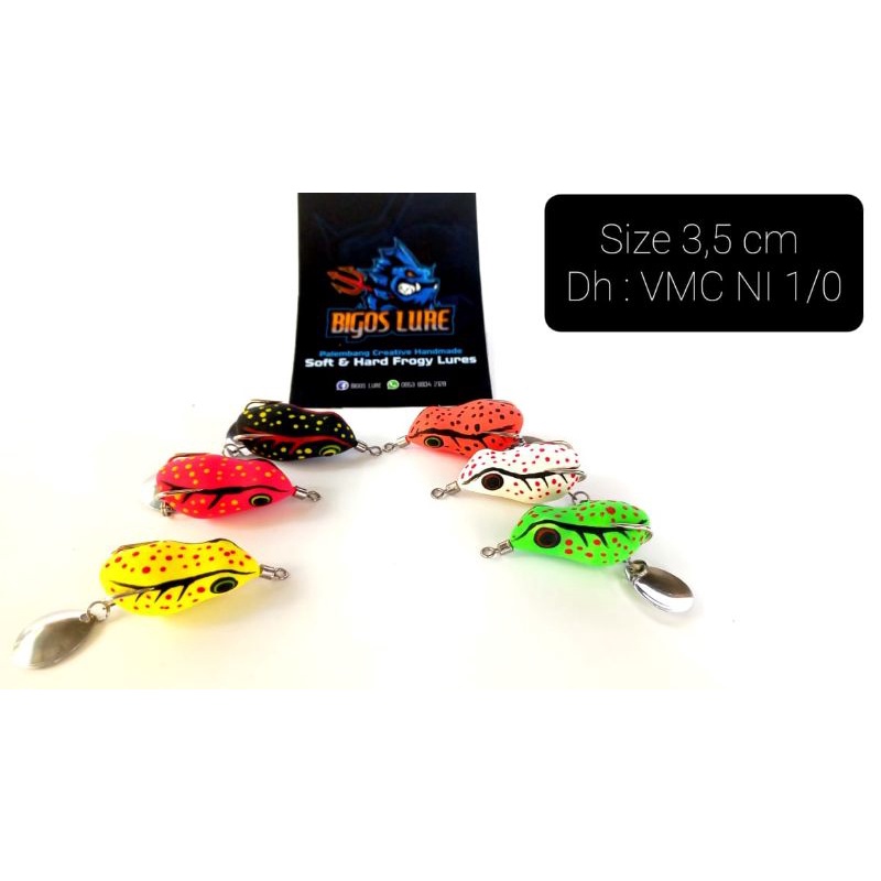 SOFT FROG 3,5CM HOOK VMC 1/0 BIGOS LURE I UMPAN CASTING IKAN GABUS DAN TOMAN I A FISHING