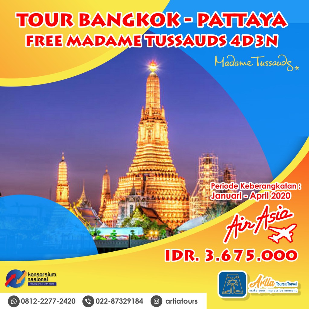 Promo Murah Tour Bangkok Pattaya Free Madame Tussauds Shopee Indonesia