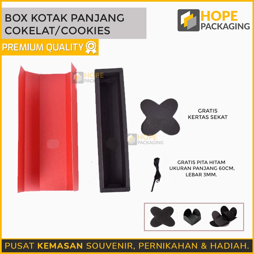 [3 pcs] Box Kotak Panjang Coklat / Cookies Merah dan Hitam / Gratis Kertas Coklat / Kotak Packaging Kue