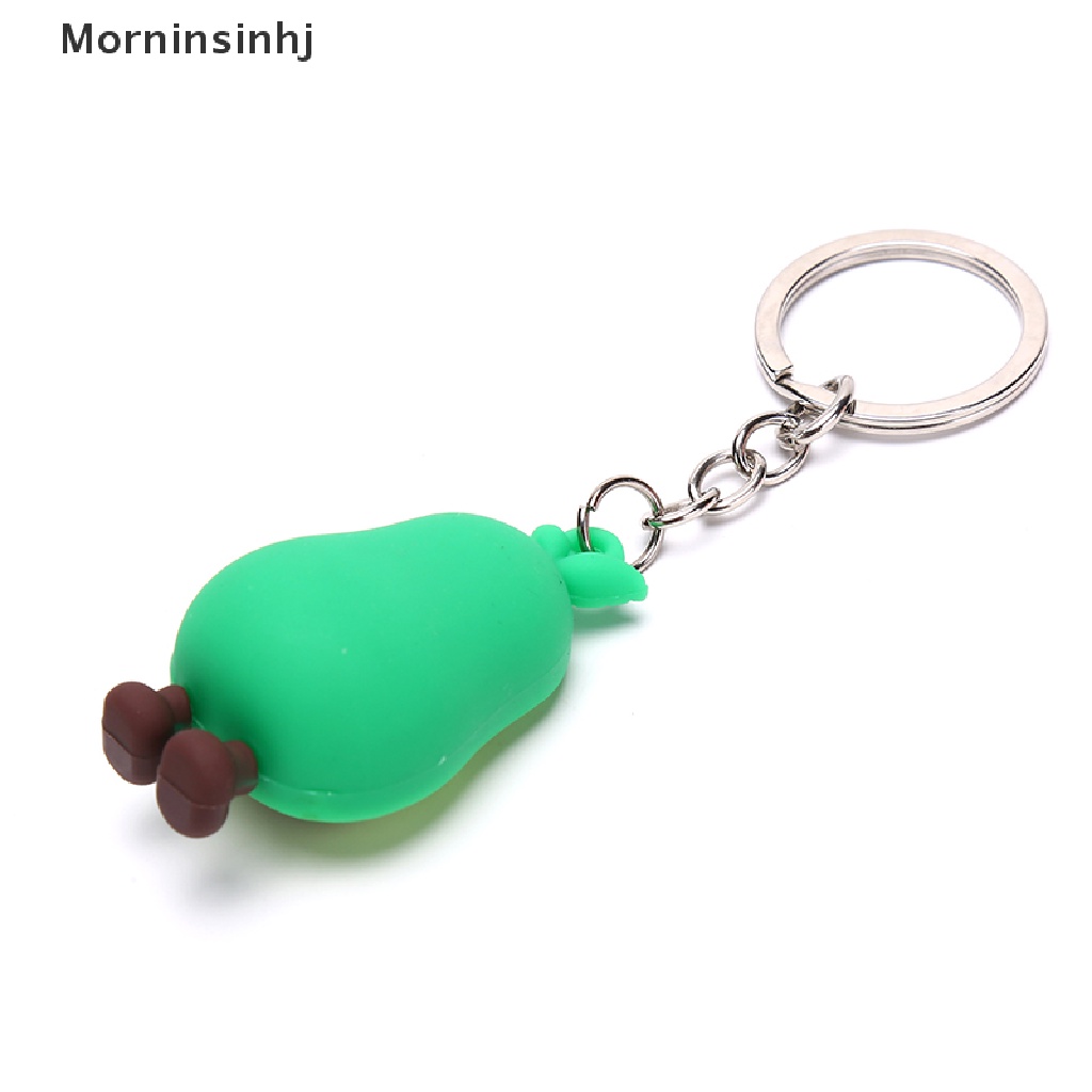 Mornin 1x Lucu Simulasi Buah Alpukat Gantungan Kunci 3D Resin Lembut Tersenyum Avocado Keychains id