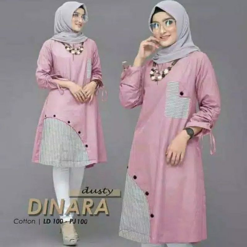 [Bisa COD] Baju Atasan Muslim Wanita Tunik Dinara Terbaru Fashion Kasual Kekinian Harga Paling Murah