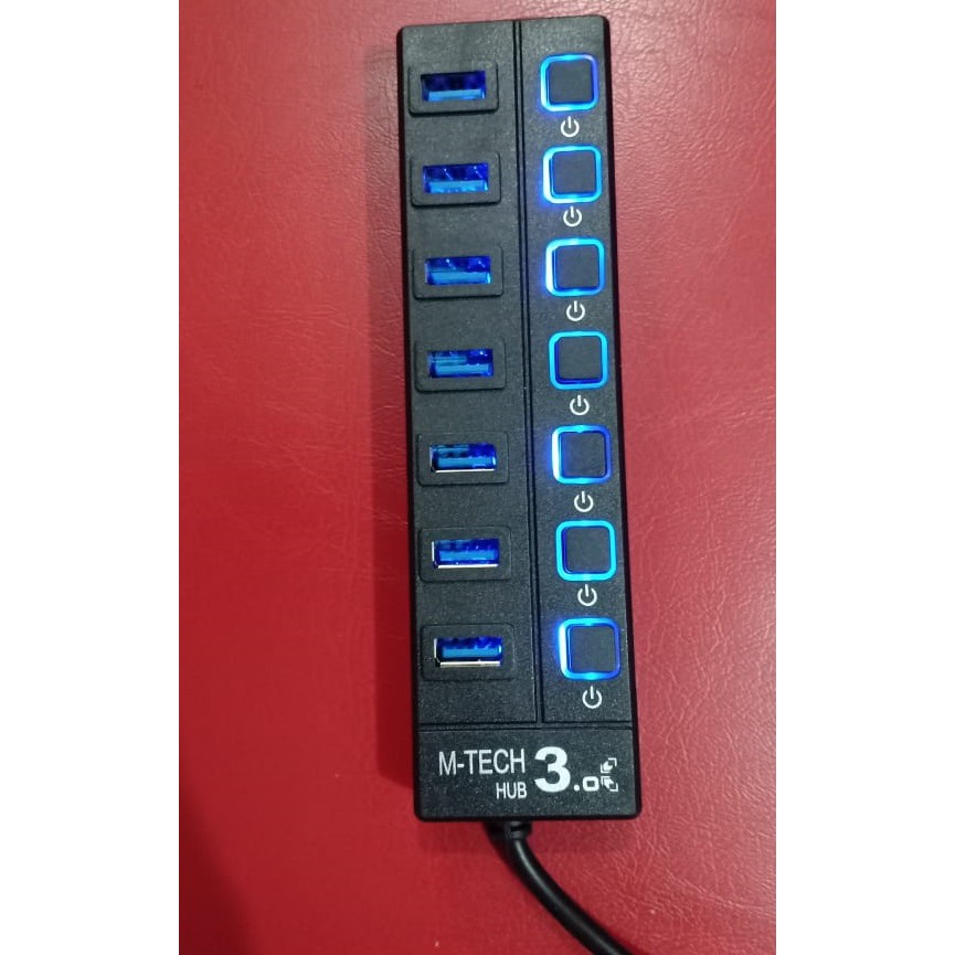 7 Port M-TECH HUB USB 3.0 Panjang Kabel 1.2M tombol ON-OFF