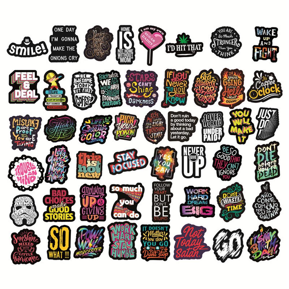 Lanfy Quotes Inspiratif Sticker Laptop 50Pcs Koper Decor Stationery Stiker Album Handphone Graffiti Stiker