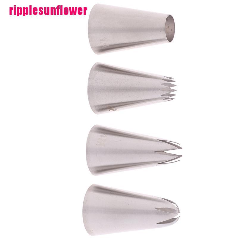 4pcs / set Spuit Piping Icing Bahan Stainless Steel Ukuran Besar Untuk Dekorasi Kue