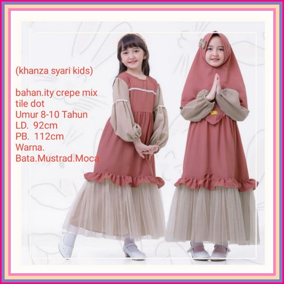Gamis Anak Tanggung Crinkle Uragiri/Gamis Rubiah Crinkle Set Hijab [Cod] Khanza Syari Setelan Anak P