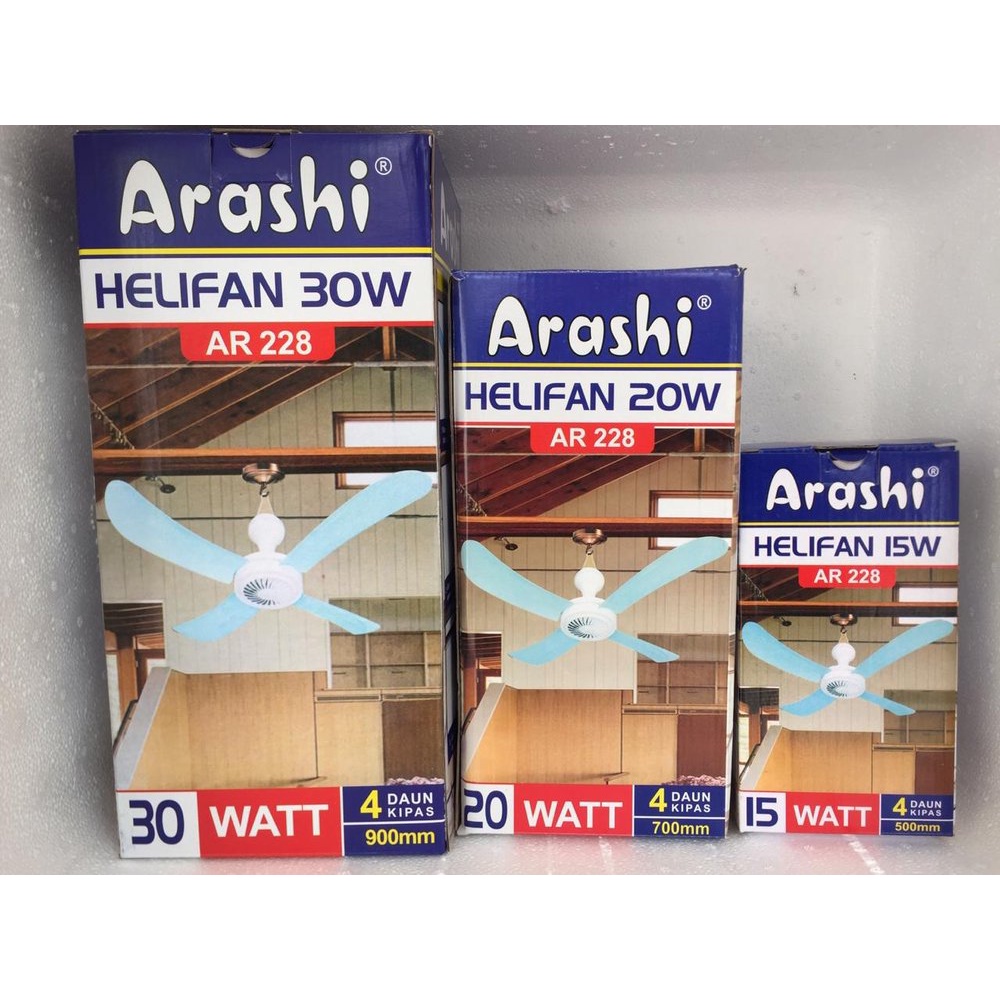 Ceiling Fan Heli Fan Kipas Gantung Arashi Helifan 4 Baling 5 Baling 15W 20W 30W 40W