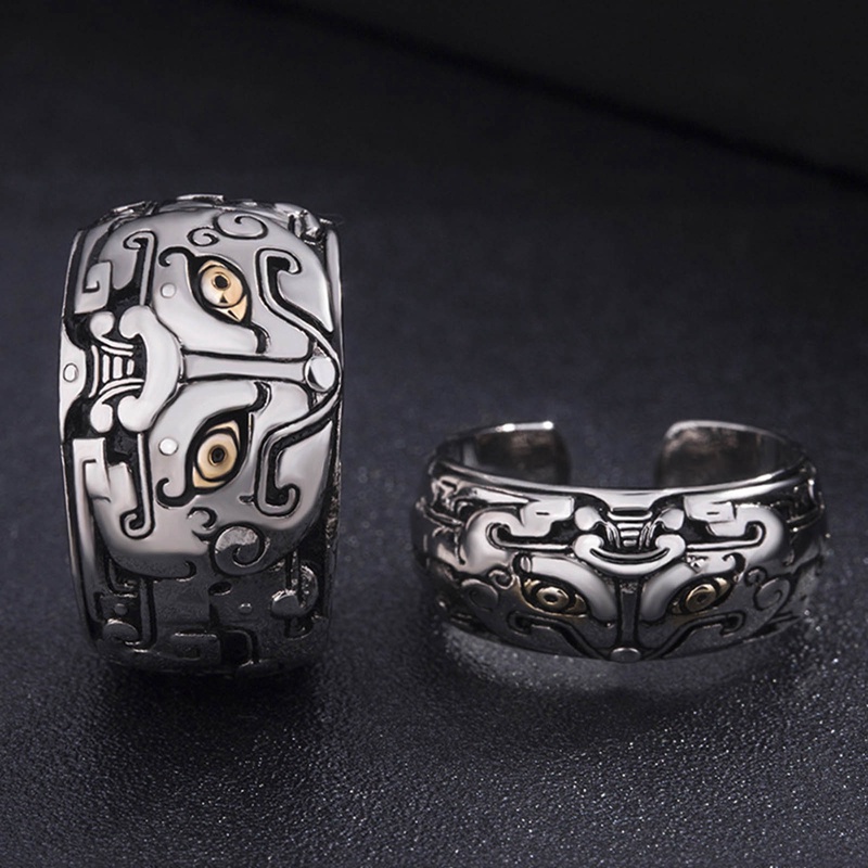 Cincin Model Terbuka Bahan Silver 925 Gaya Vintage Untuk Pria